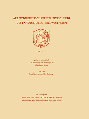 cover image of Arbeitsgemeinschaft für Forschung des Landes Nordrhein-Westfalen